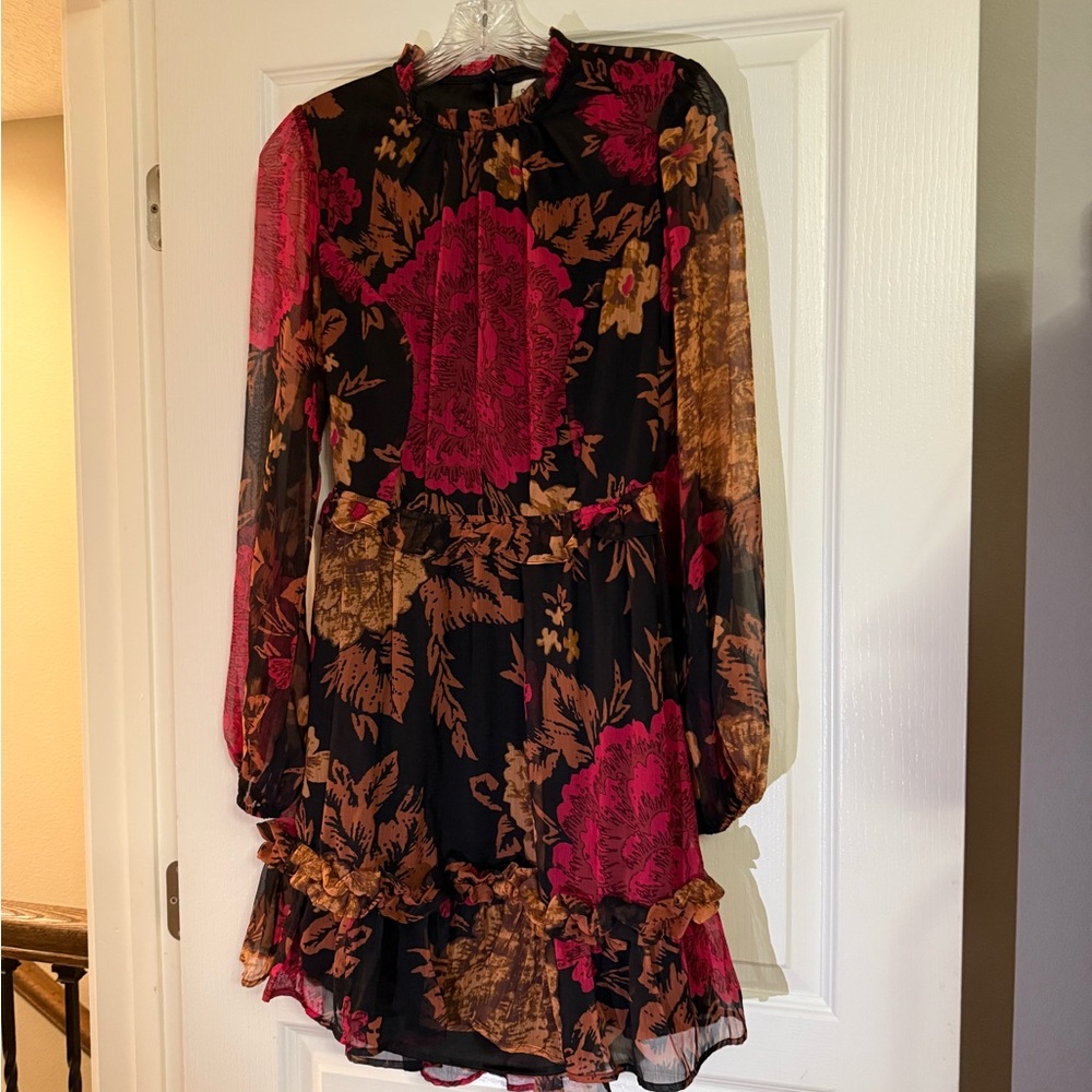 Anthro Floral Long Sleeve Dress